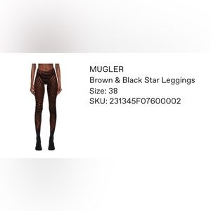 Mugler star leggings, brand new, never been worn.